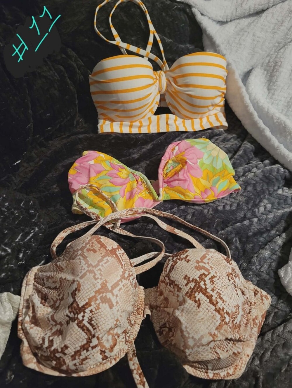 3 Bikini Tops By Shade & Shore! All Push Up Or Extreme Push Up!! 33-36DD